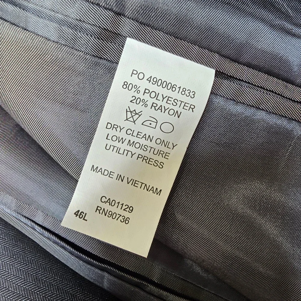Calvin Klein Suit Jacket‎ Blazer Mens 46L 46 Gunmetal Gray Mini Herringbone NEW